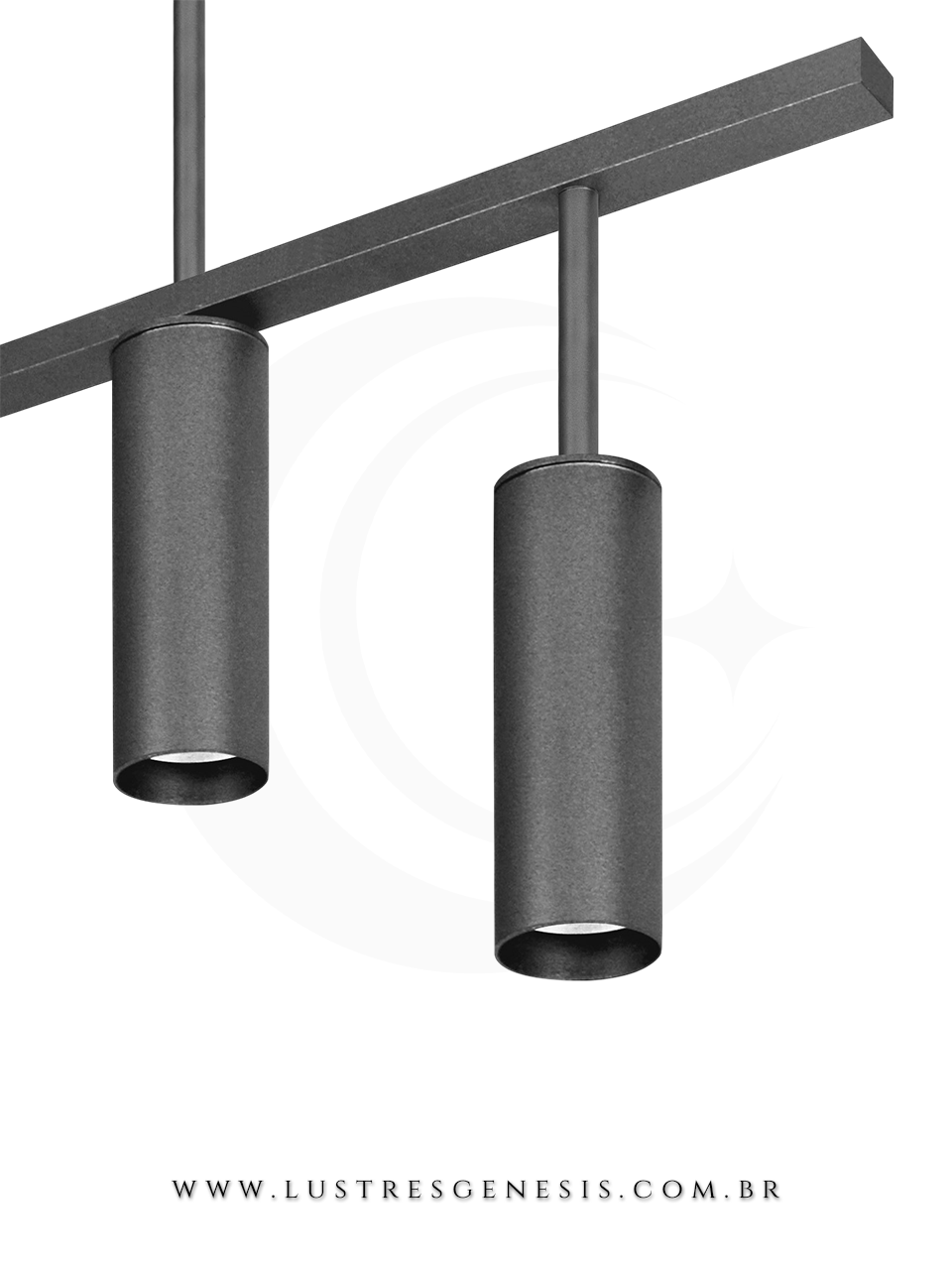 Lustre Pendente Retangular Pipe B5 Preto Minimalista para Balcão de Cozinha, Bancada Area Gourmet, Sala de Jantar e Suite Master